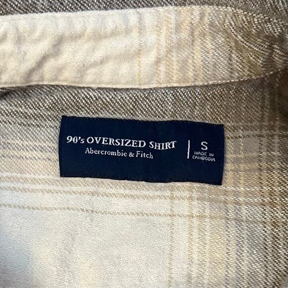 Abercrombie & Fitch 90’s Oversized Flannel Plaid Button Down Shirt Men’s Small - Picture 7 of 10